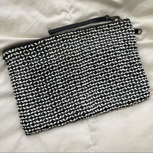 J.Crew leather weaved clutch with wristlet.